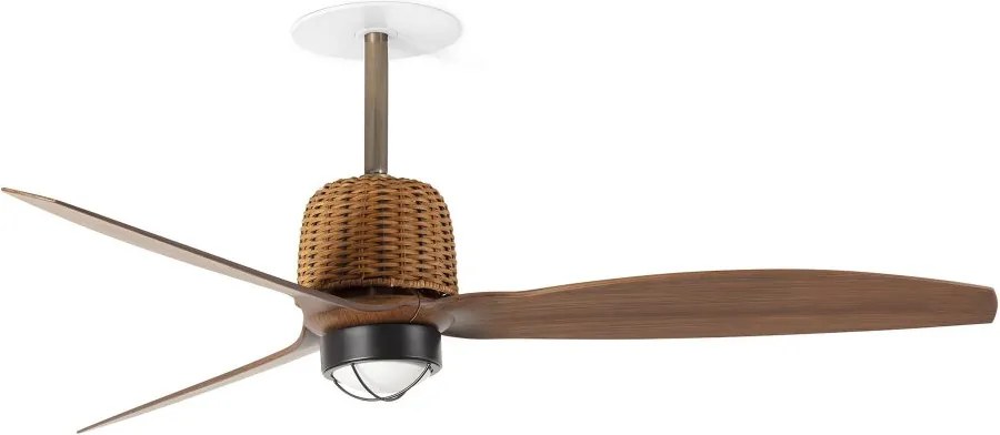 Lustra LED cu Ventilator incastrat tavan cu telecomanda WEAVER M Old gold/walnut