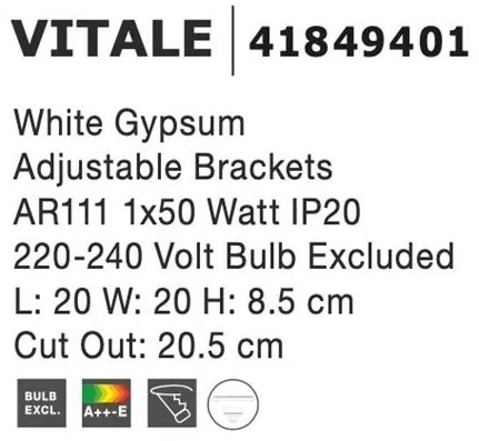 Spot incastrabil design modern Vitale alb