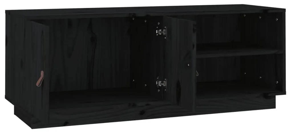 Comoda TV, negru, 105x34x40 cm, lemn masiv de pin Negru, 1