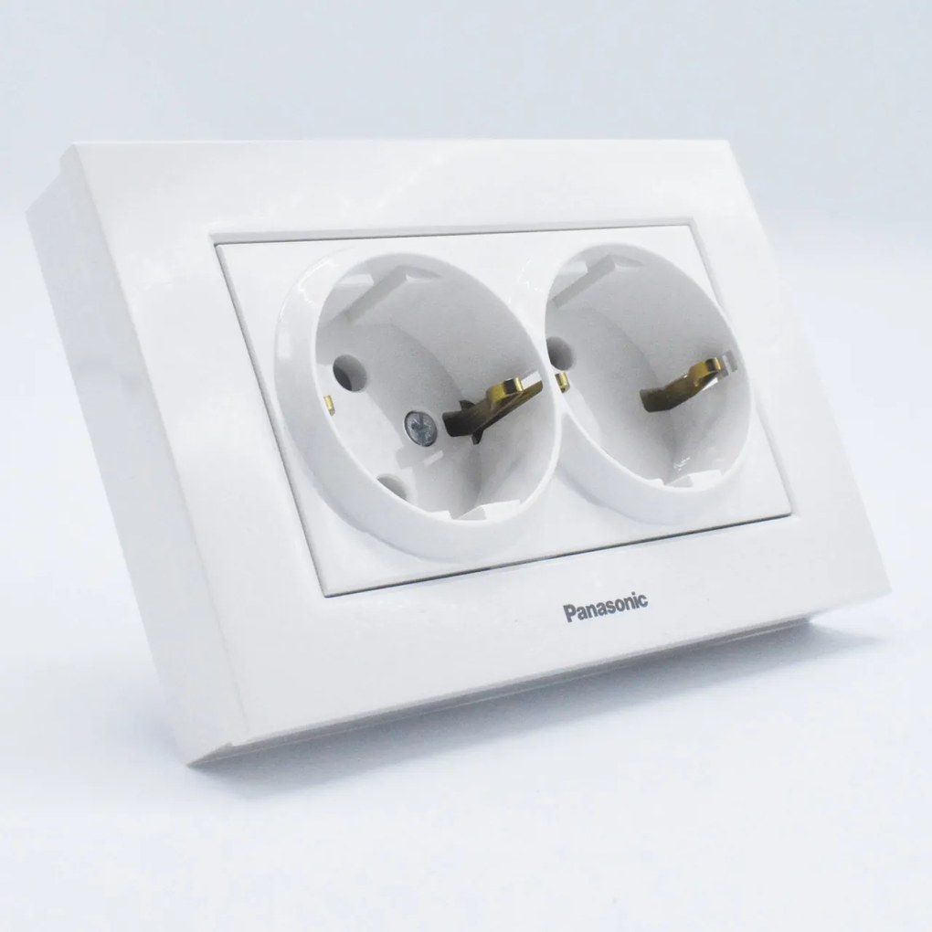 Priza dubla cu impamantare Karre Plus Panasonic, ST, alba