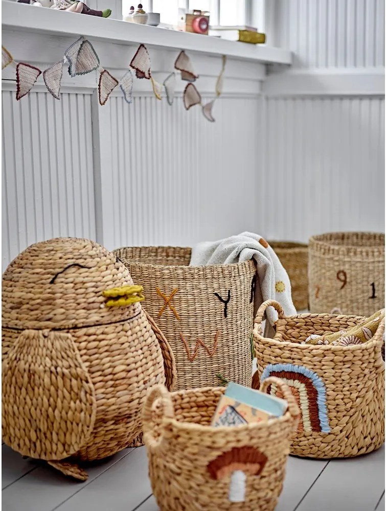 Coșuri de jucării pentru copii în culoare naturală 2 buc. din zambilă de apă ø 32x32 cm Agnes – Bloomingville Mini