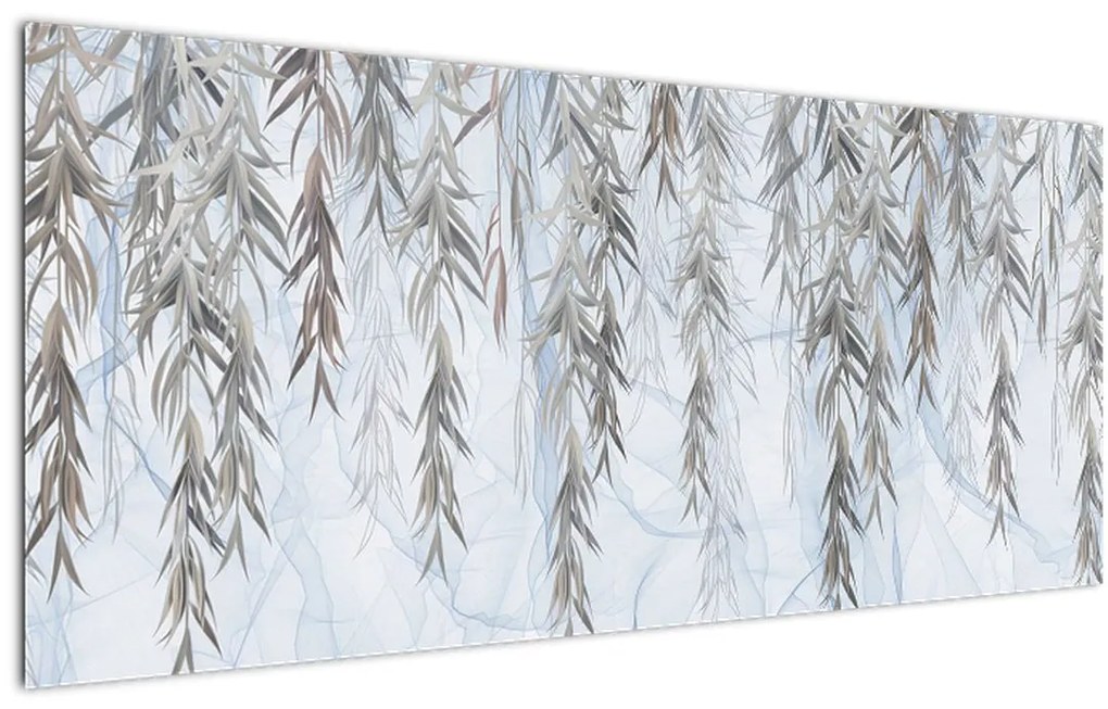 Tablou - Crenguțe de salcie fundal albastru (120x50 cm)