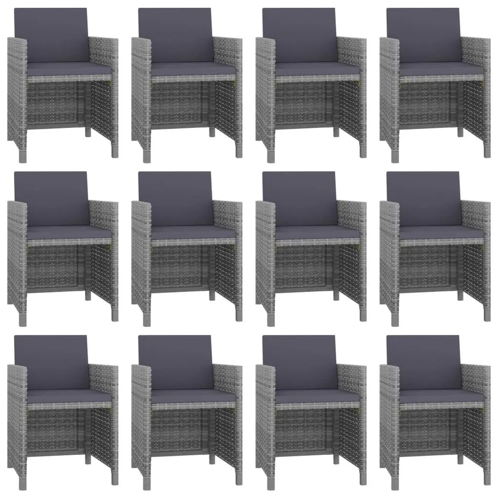 Set mobilier de exterior cu perne 13 piese, antracit, poliratan