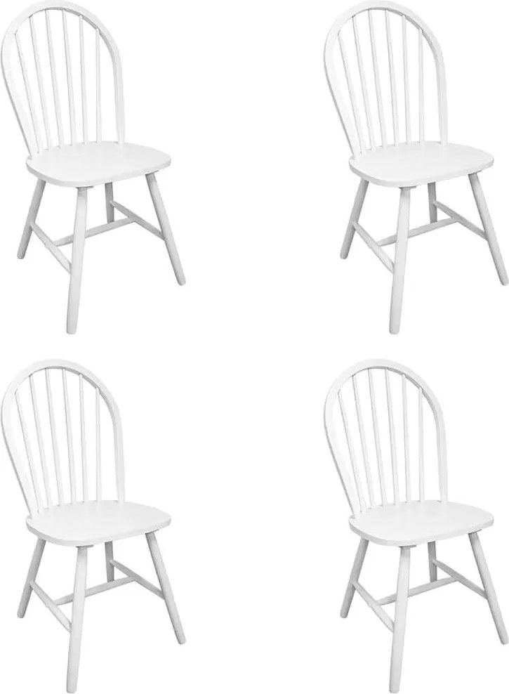 vidaXL Scaune de bucătărie, 4 buc., alb, lemn masiv de hevea