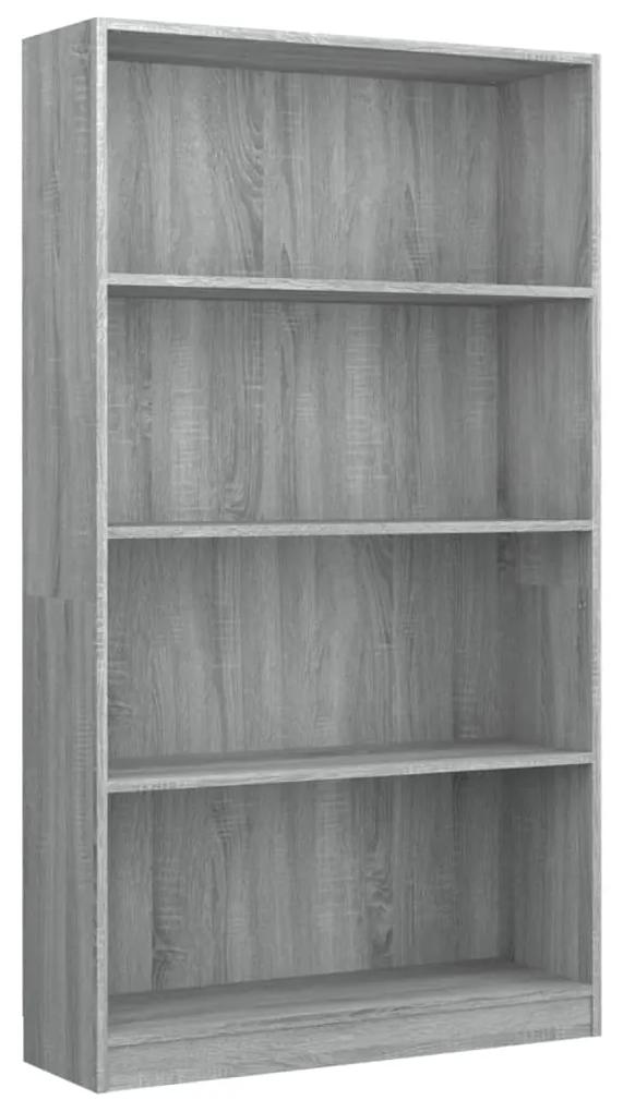 815391 vidaXL Bibliotecă cu 4 niveluri gri sonoma 80x24x142 cm lemn compozit