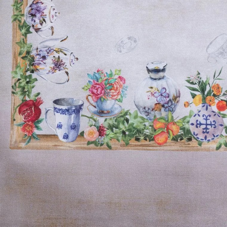 decoDoma Traversă de masă cu imprimeu GRĂDINĂ ÎNFLORITĂ 45 x 140 cm