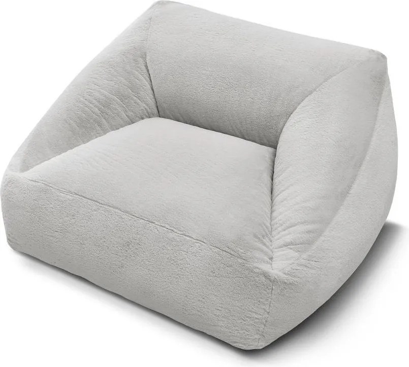 Fotoliu bean bag gri deschis cu tapițerie din blană artificială Lilibet – Bobochic Paris