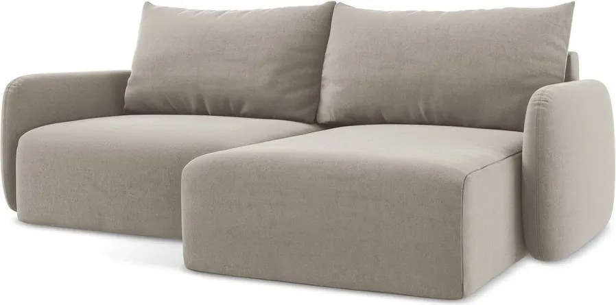 Colțar taupe extensibil/cu spațiu de depozitare cu tapițerie din catifea (cu colț pe partea dreaptă/cu șezlong) Kalena – Makamii