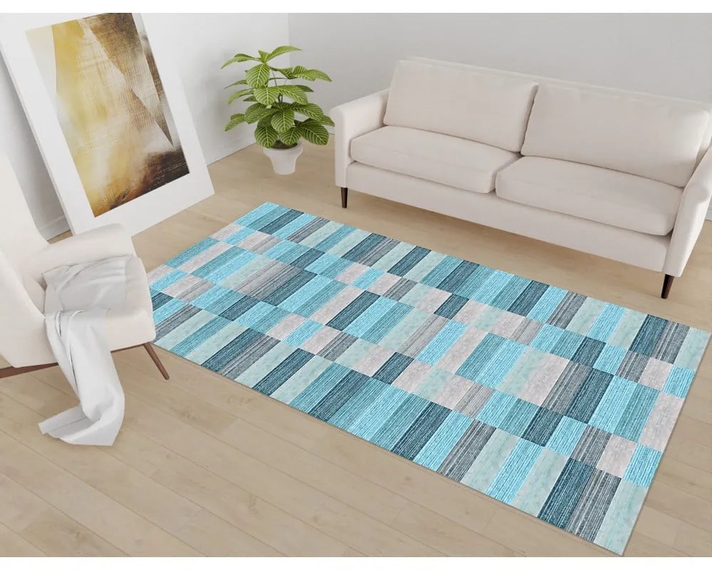 Covor albastru lavabil 50x80 cm Hali – Vitaus