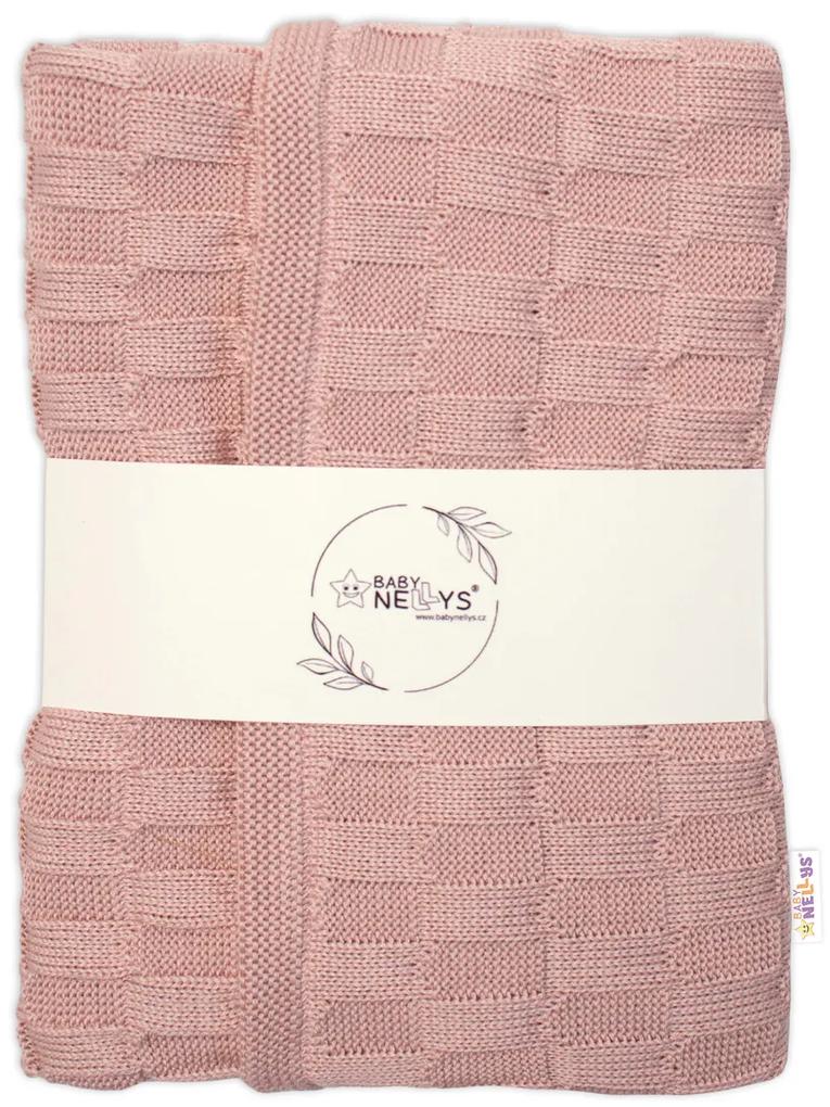Baby Nellys Bumbac de lux pătură tricotată, pătură CUBE, 80 x 100 cm - roz pudra