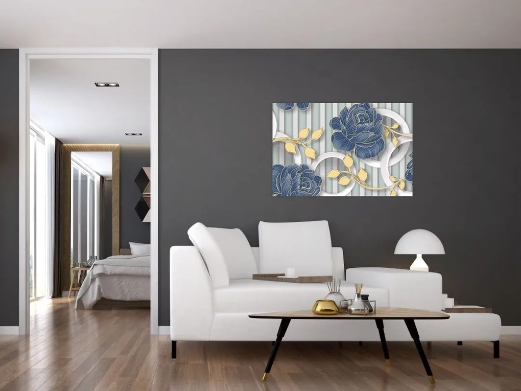 Tablou - Tradafiri și cercuri (90x60 cm)