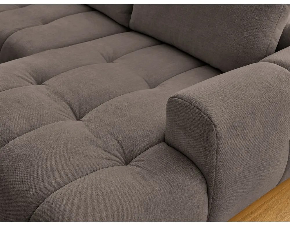 Colțar taupe extensibil/cu spațiu de depozitare (cu colț pe partea stângă/în formă de "U") Fuji – Bobochic Paris