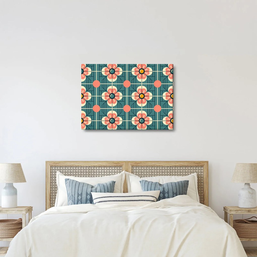 Tablou - Model retro cu flori (70x50 cm)