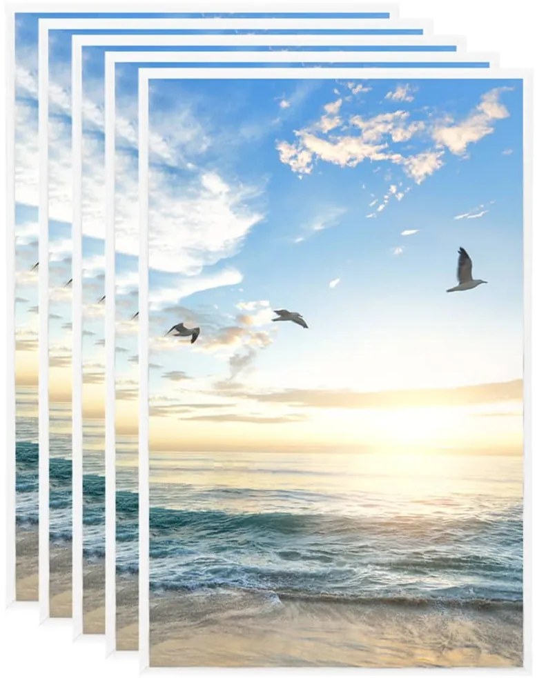 vidaXL Rame foto colaj pentru perete/masă, 5 buc., alb, 13x18 cm MDF