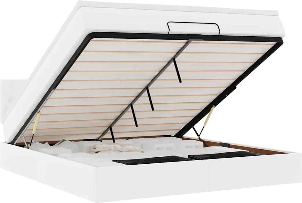 vidaXL Pat otoman cu saltele și LEDs, 160x200cm, piele ecologică