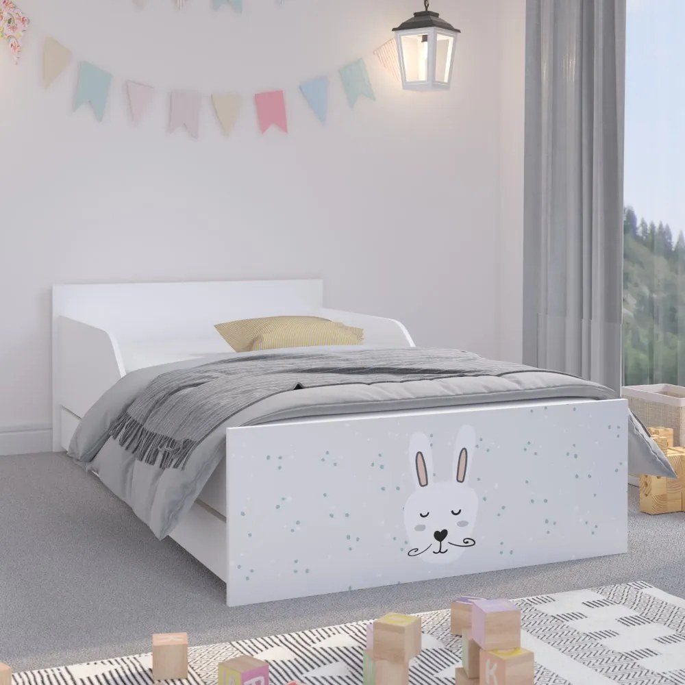 Pătuț pentru copii cu iepurilă somnorosul 160 x 80 cm