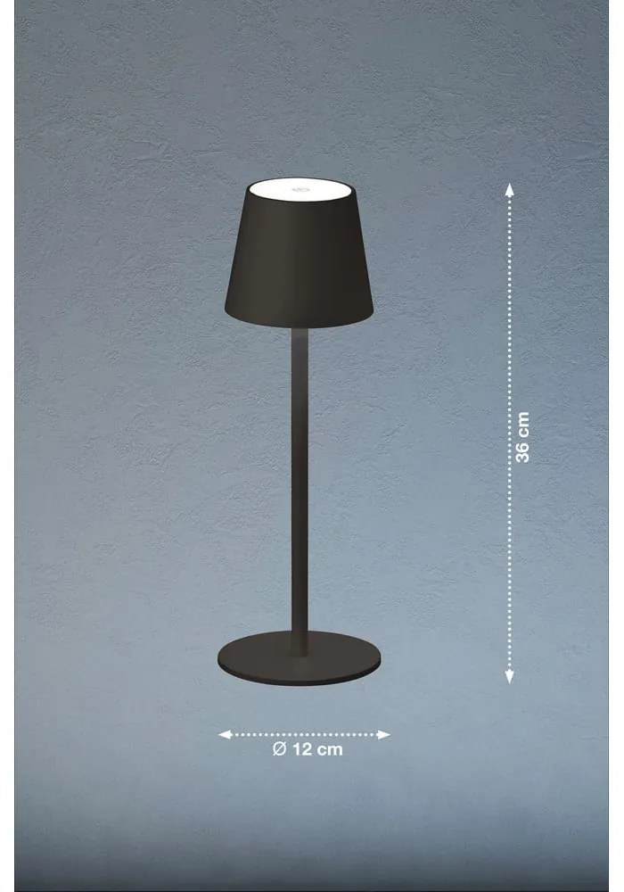 Veioză neagră LED cu intensitate reglabilă/cu senzor de mișcare cu abajur din metal (înălțime 38 cm) Tropea – Fischer & Honsel