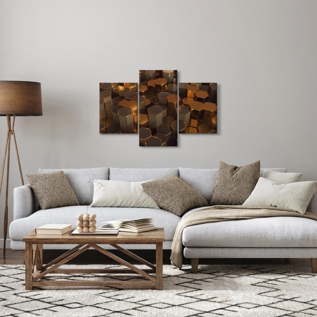Tablou - Hexagoane de bronz (90x60 cm)