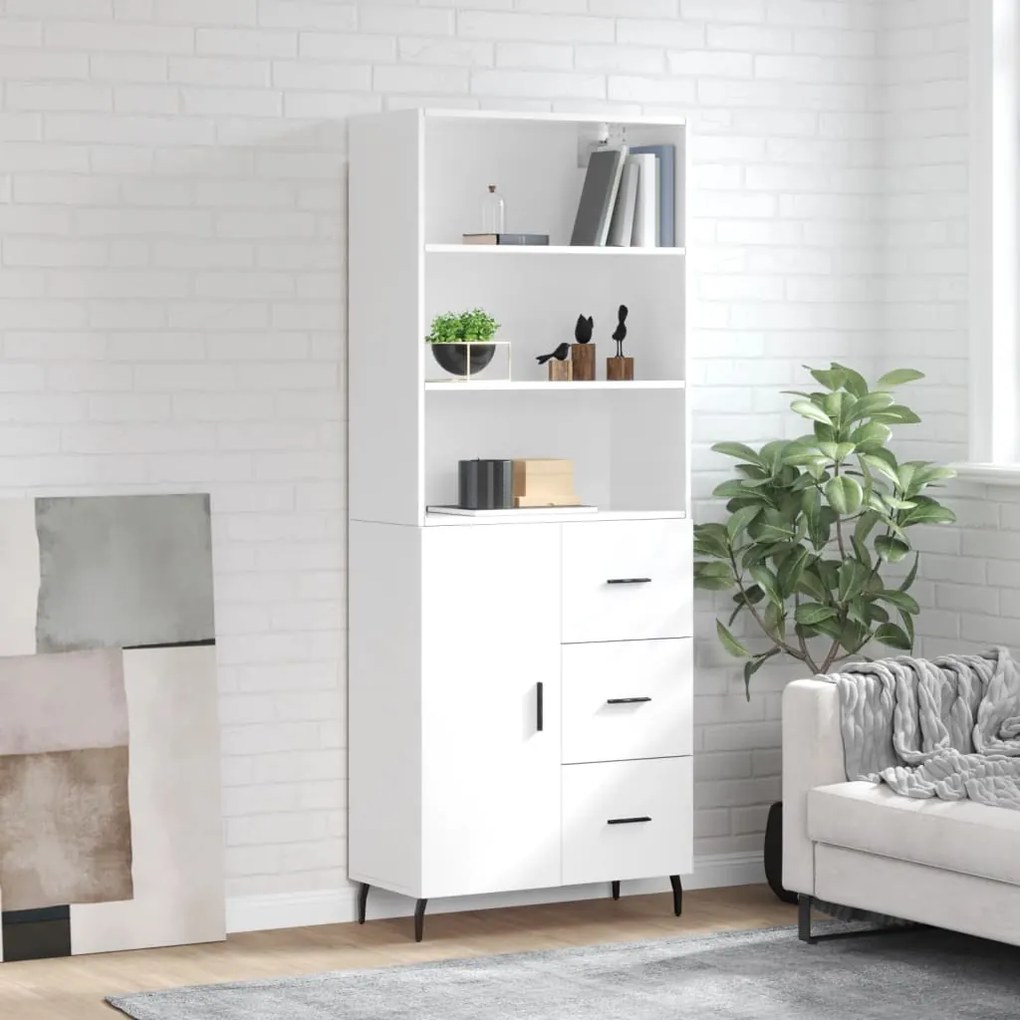 3189463 vidaXL Dulap înalt, alb extralucios, 69,5x34x180 cm, lemn compozit