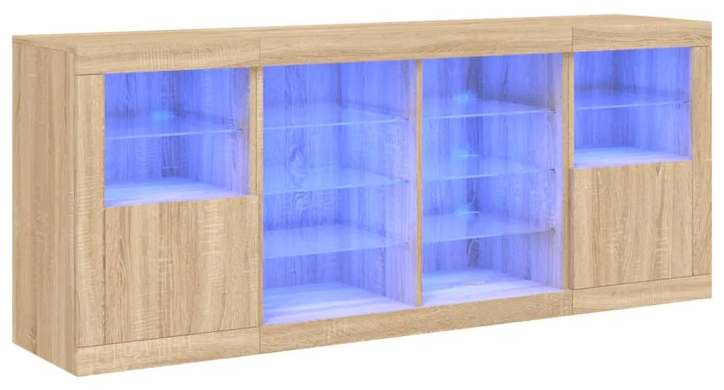 3209095 vidaXL Servantă cu lumini LED, stejar sonoma, 163x37x67 cm