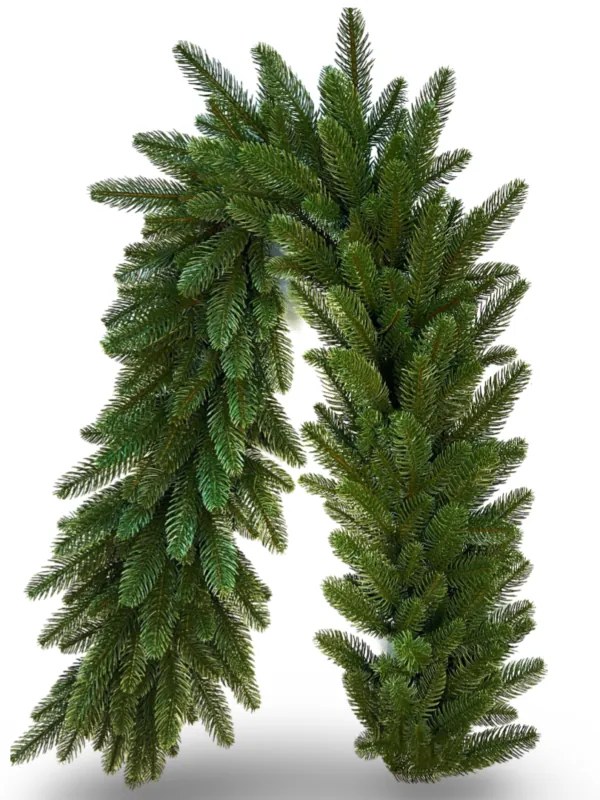 Ghirlandă de Crăciun Santa, Ace 2D și 3D, Verde, 150 cm