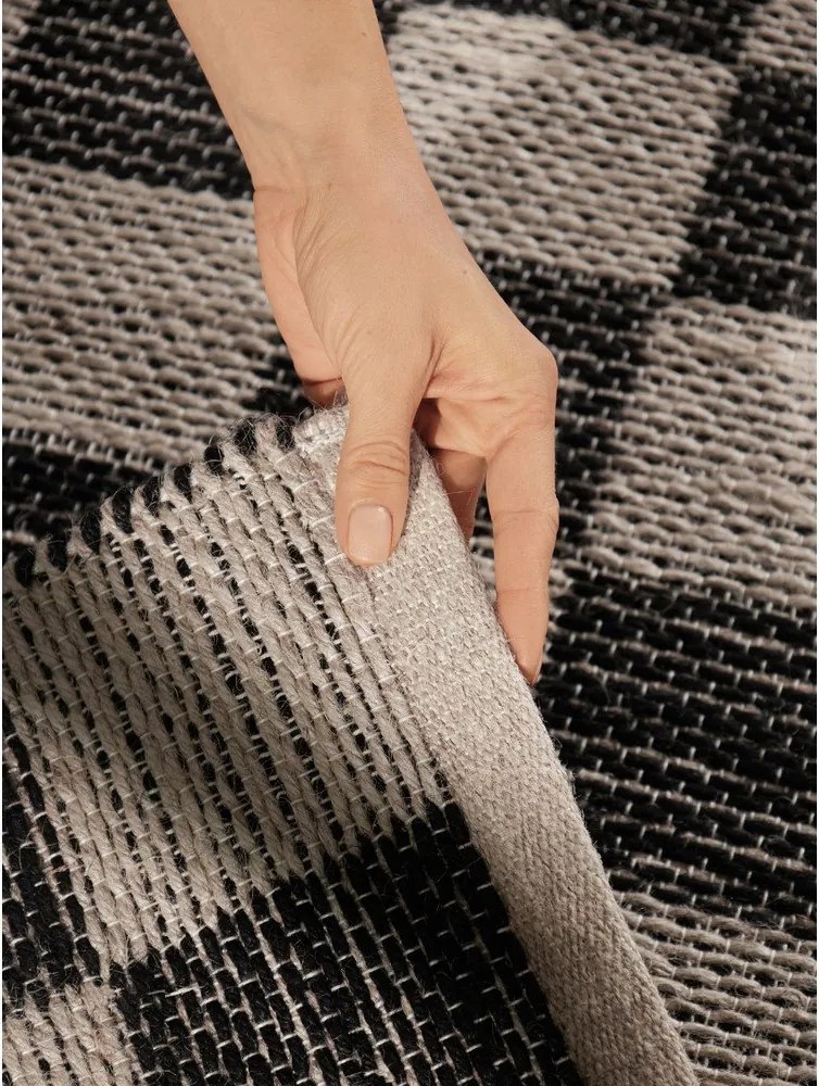 Covor tip traversă negru/crem reversibil/țesut manual din amestec de iută 80x200 cm Rex – Hanse Home