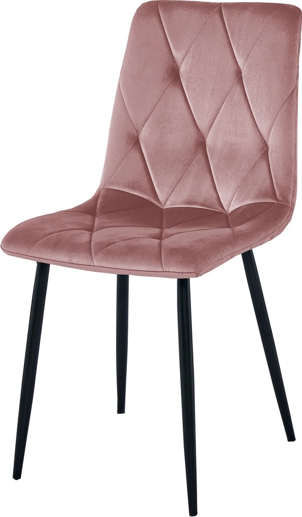 Roz scaun bucatarie LIBRA din catifea cu picioare negre