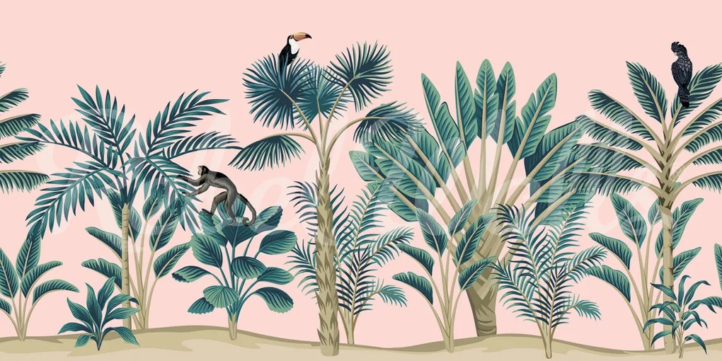 Tapet Tropical Birds, Pink, Rebel Walls