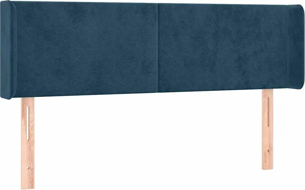 vidaXL Tăblie pat cu aripioare albastru închis 147x16x78/88 cm catifea