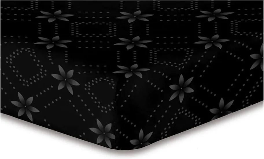 Cearșaf cu elastic, din microfibră DecoKing Hypnosis Snowynight, 200 x 220 cm, negru