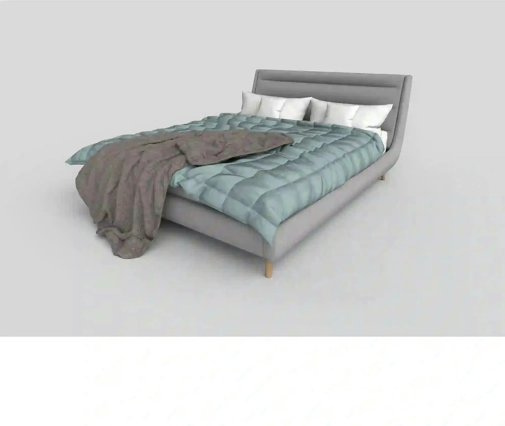Pat Elanda 160x200, stofa clasica gri deschis, cu somiera