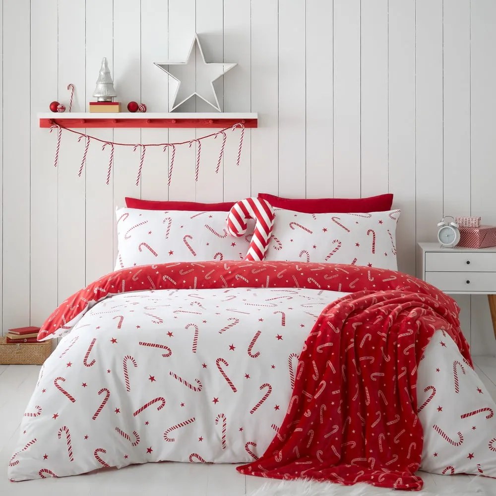 Pătură din micropluș 130x170 cm cu model de Crăciun Candy Cane – Catherine Lansfield