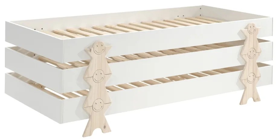 Set MODULO format din 3 Pat copii MODULO (90 x 200 cm) cu picioare Pat copii în formă de zâmbet.