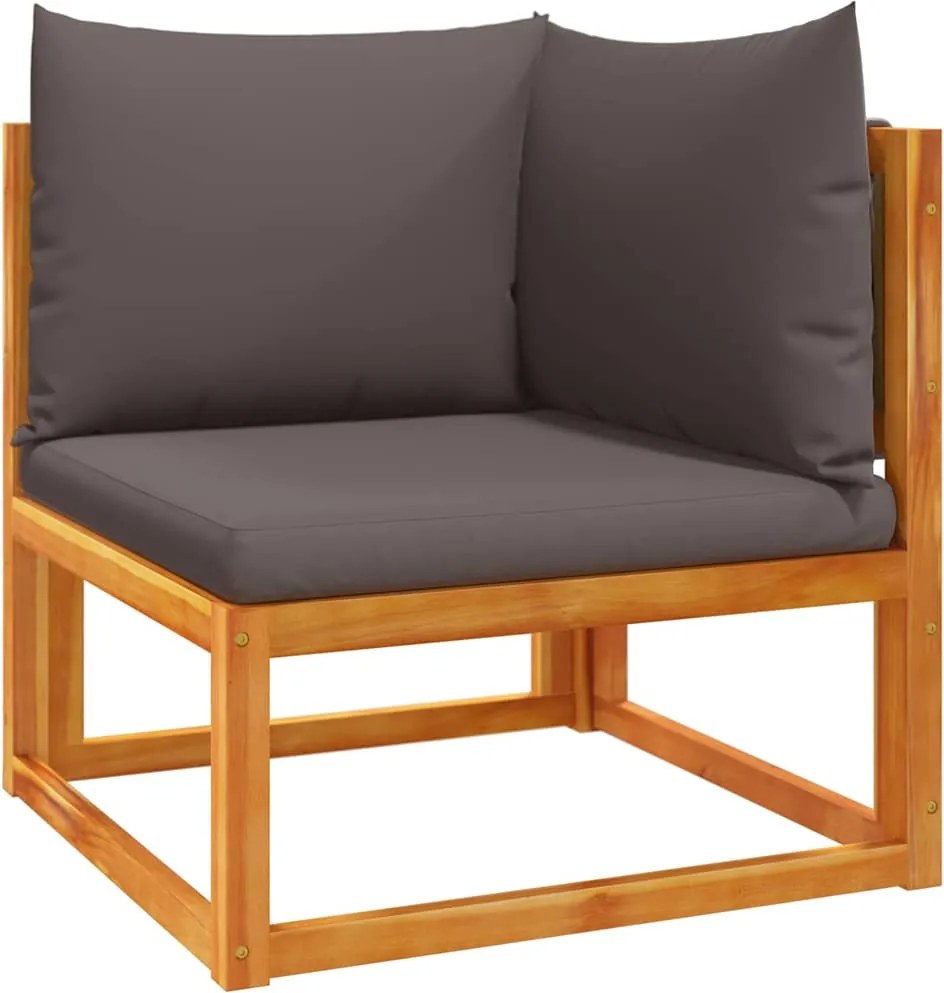 vidaXL Canapea de colț de grădină cu perne, lemn de salcâm și frânghie