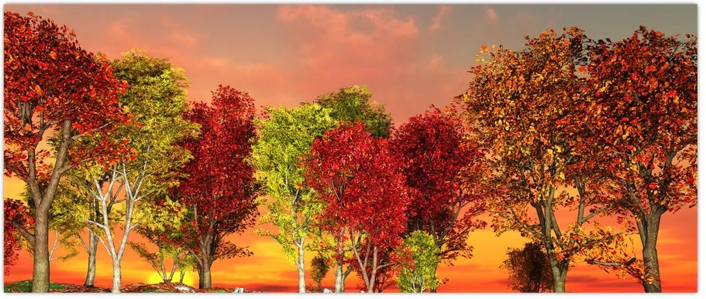 Tablou - Copaci colorate (120x50 cm)