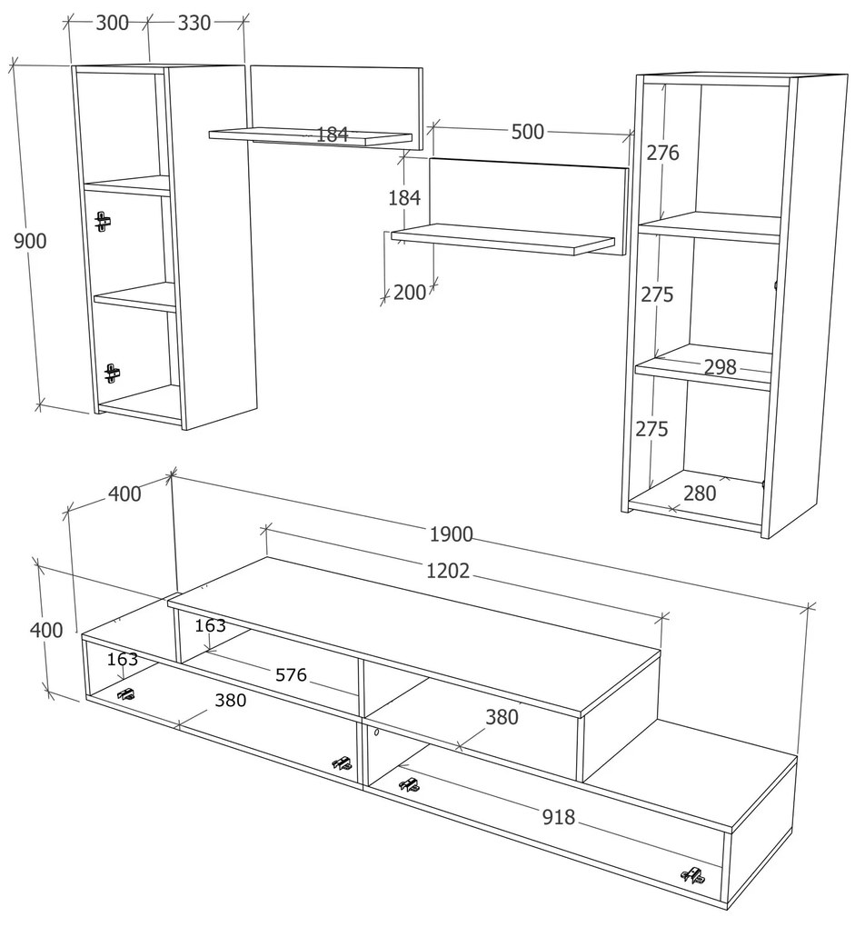 Living haaus Osaka, Antracit, L 190 cm