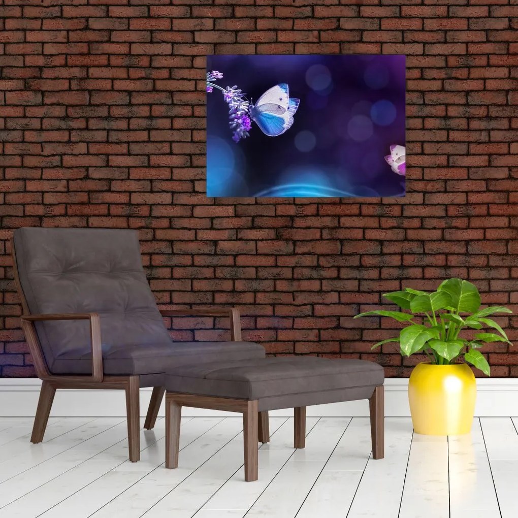 Tablou pe sticlă - Flutute în lavandă (70x50 cm)