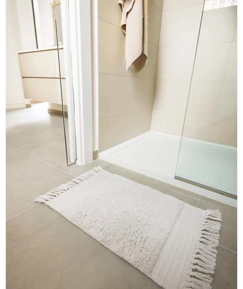 Covoraș din bumbac pentru baie Kave Home Nilce, 40 x 60 cm, alb