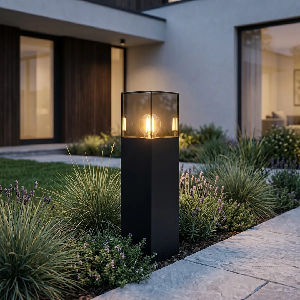 Lampă de exterior cu picior neagră cu abajur fumuriu 30 cm - Denmark