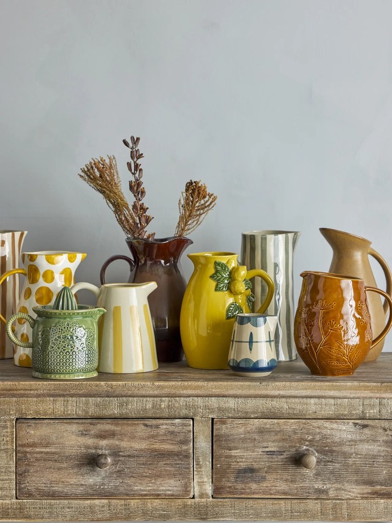 Carafă din ceramică stoneware decorată manual cu lămâi, D17×H21 cm, „Limone Jug"