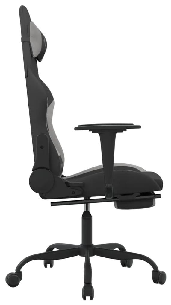 Scaun de gaming cu suport picioare, negru gri deschis, textil 1, Negru si gri deschis, Cu suport de picioare