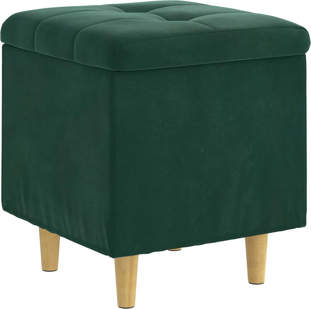 vidaXL Ottomană de depozitare Verde închis 40 x 40 x 45 cm Catifea