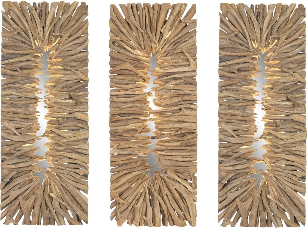 Aplică de perete din lemn de tec lucrat manual, natur, 130 x 50 x 10 cm, „Doullens”