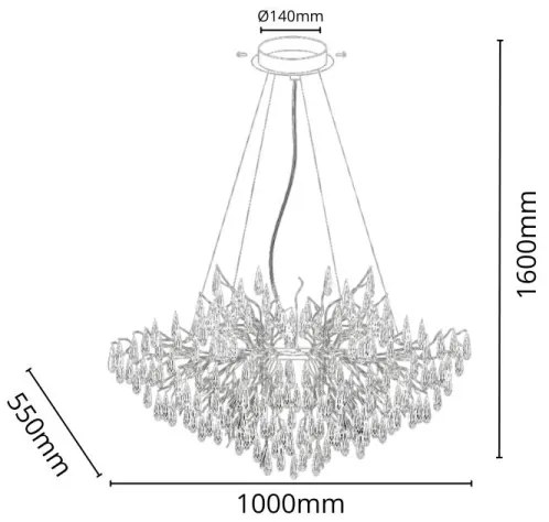 Lustră de cristal pe cablu 11xG9/40W/230V auriu