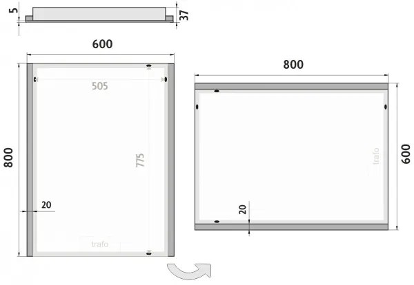 Oglindă LED retroiluminată pentru baie NIMCO ZP 11002 6500K 80x60 cm IP44