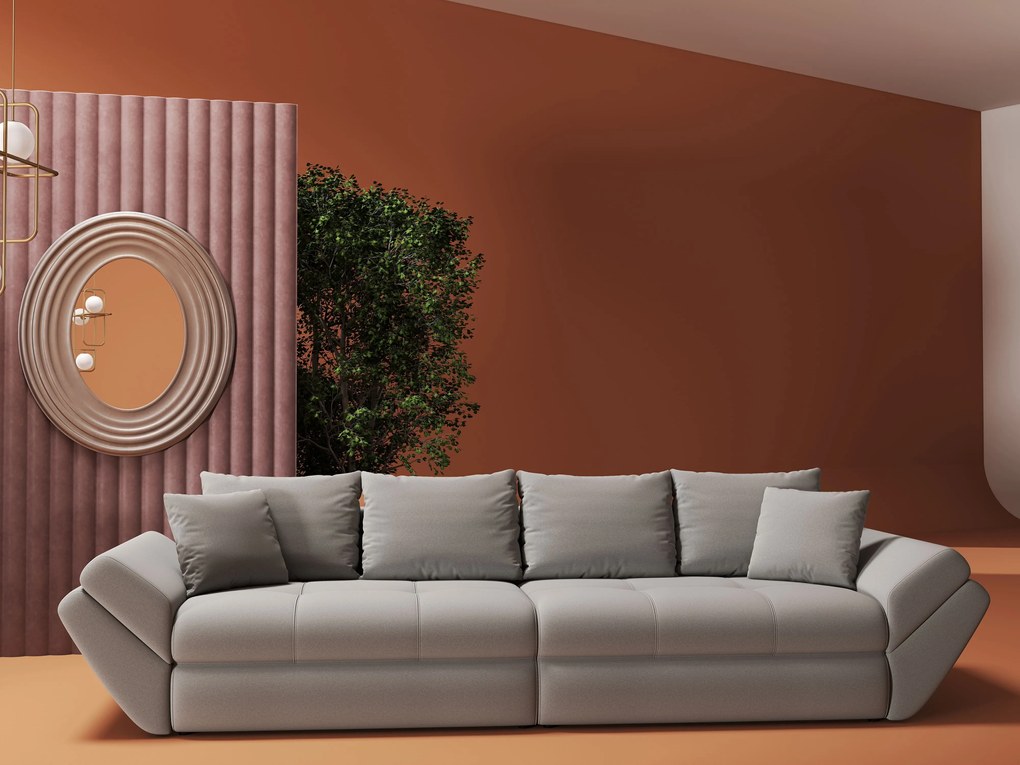 Canapea extensibilă dumonde cu ladă de depozitare si sezut confortabil din spuma high-density, Loana Royal Gri 300x100 cm