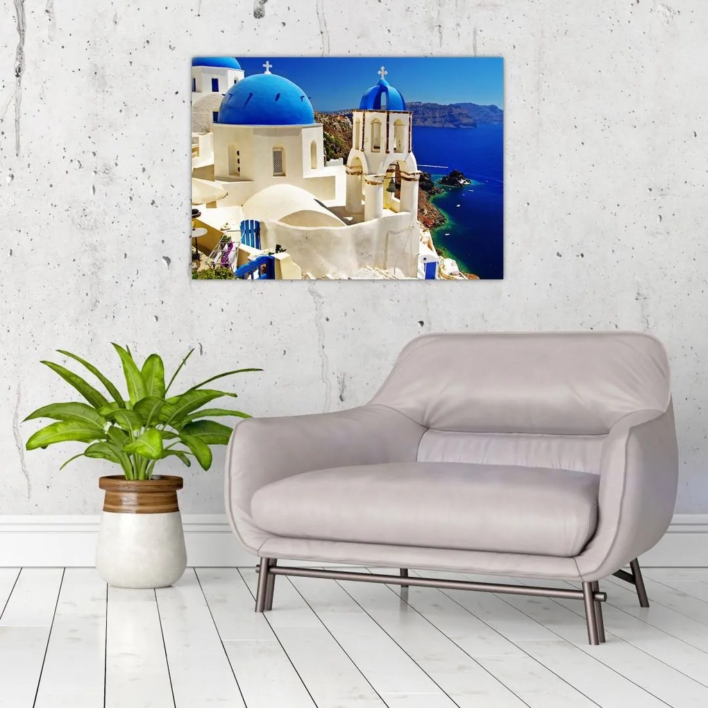 Tablou pe sticlă - Santorini, Grecia (70x50 cm)