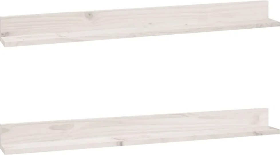 vidaXL Rafturi de perete, 2 buc., alb, 110x11x9 cm, lemn masiv de pin
