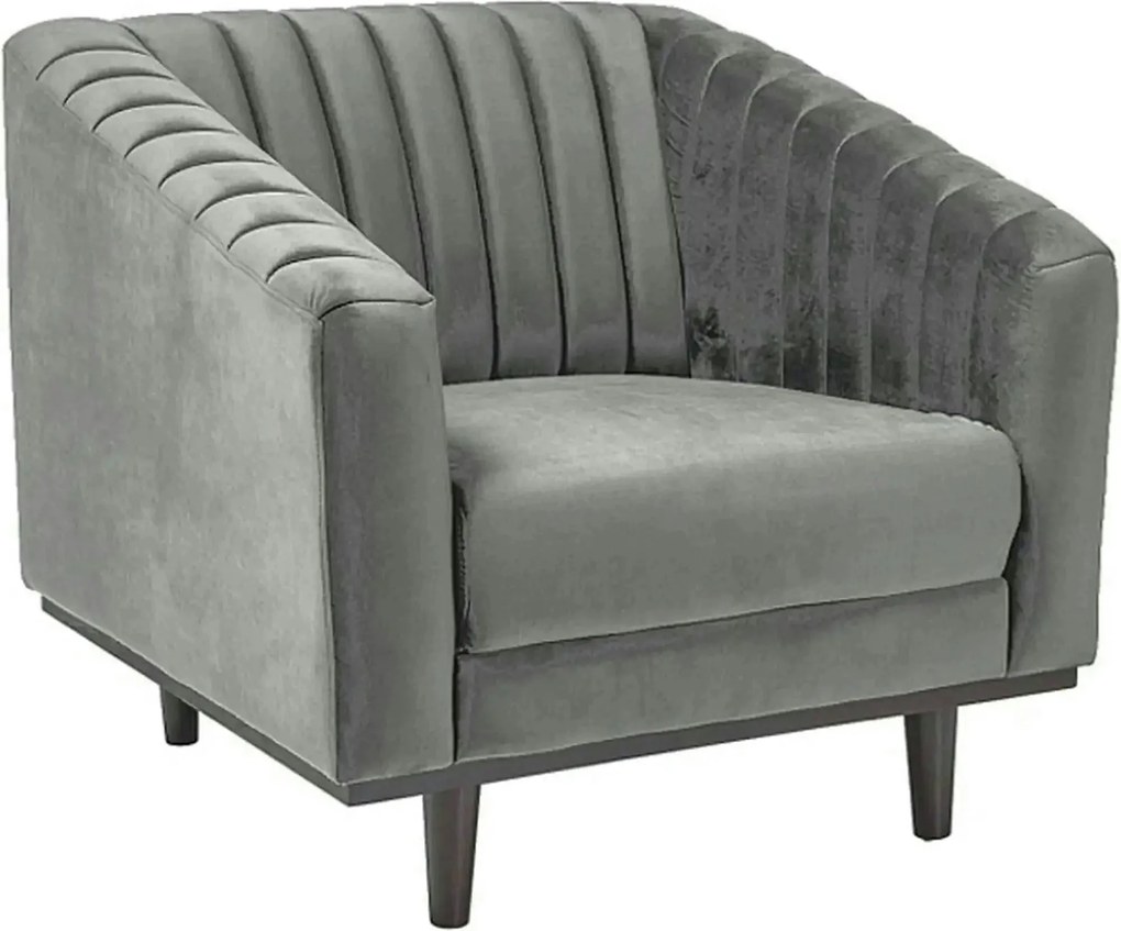 Fotoliu ASPREY, stofa catifelata gri - Bluvel 14, 83x85x78 cm