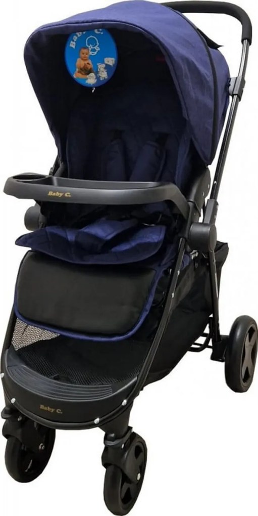 Carucior nou nascuti 2 in 1 BABY CARE™ PRO SK10, Maner reversibil, Spatar reglabil in 3 trepte, Frana picior,Pliabil , Albastru